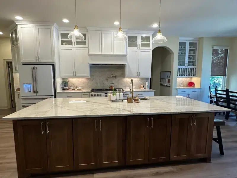 Spacious kitchen with marble island in Hoover Kitchen Remodel, Austin TX